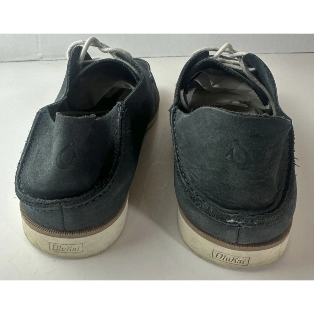 Olukai Holokai Leather Comfort Casual Shoes Carbon Gray Loafer Men's Size 9.5 - Picture 12 of 16